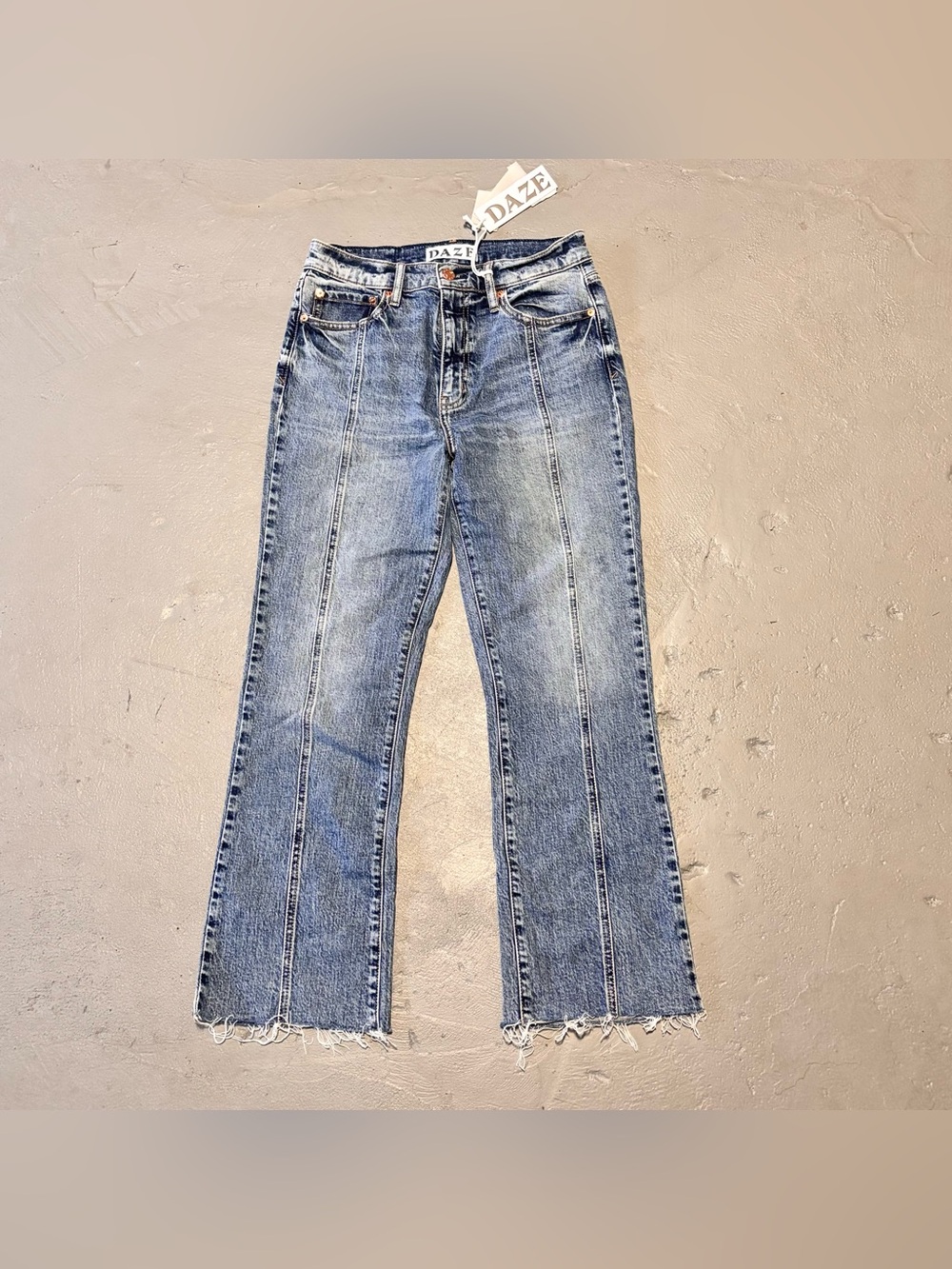 Daze Denim Jeans Brooklyn High Rise Front Seam Raw Hem Womens 26